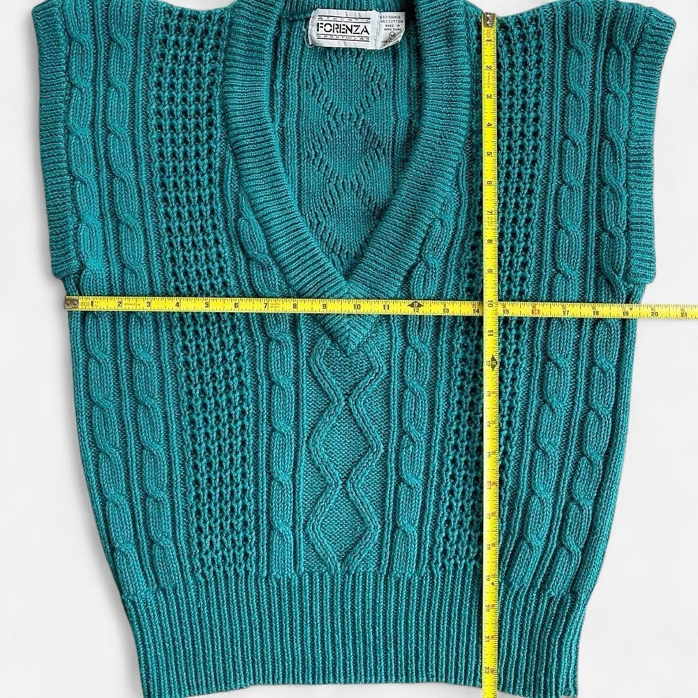 Vintage Forenza Teal Chunky Knit Sleeveless Sweater Vest - Picture 4 of 6